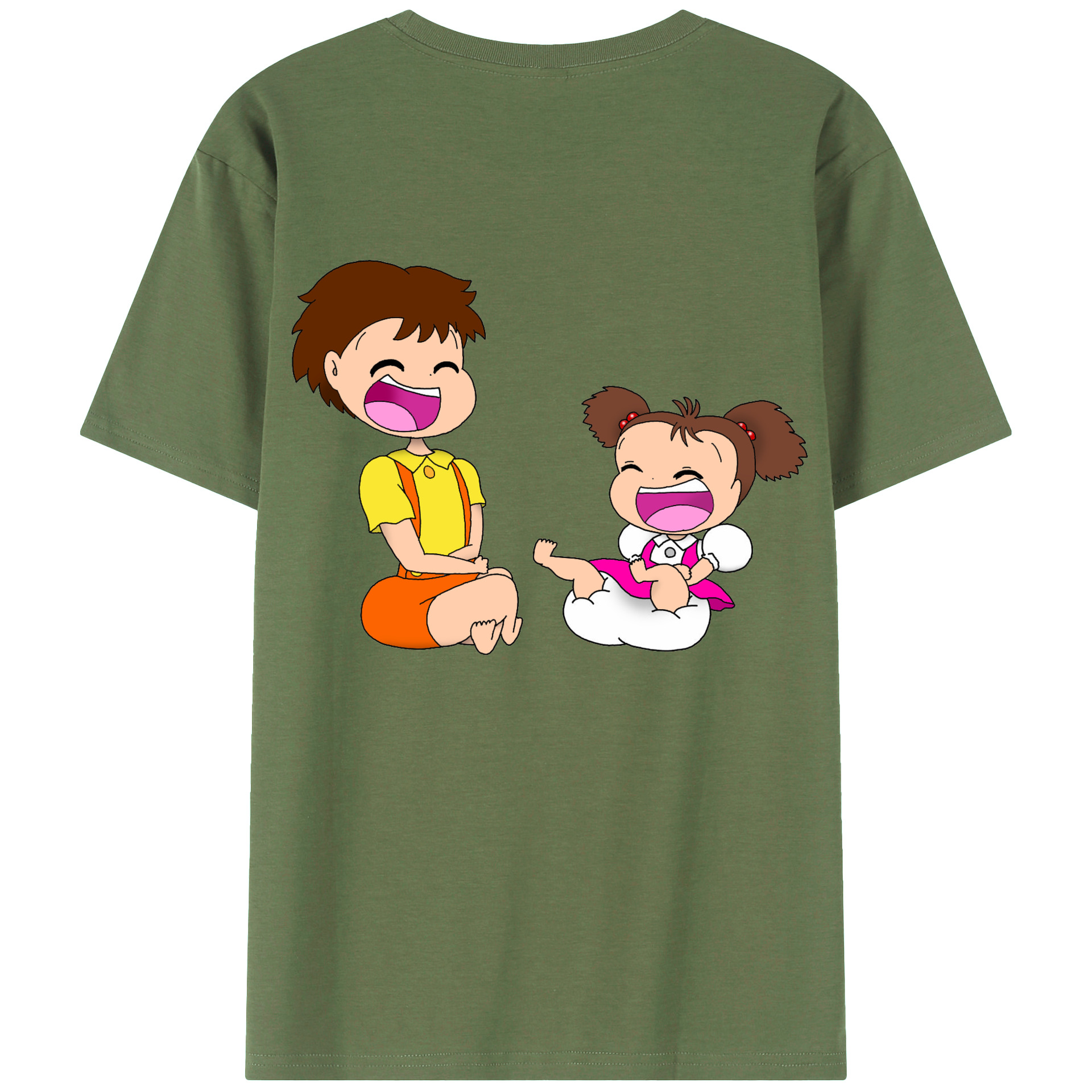 （画像用） となりのトトロ 草壁メイ 草壁サツキ My Neighbor Totoro Satsuki Kusakabe Mei Kusakabe 綿100％ メンズ半袖Tシャツ（バックプリント） 通気性
